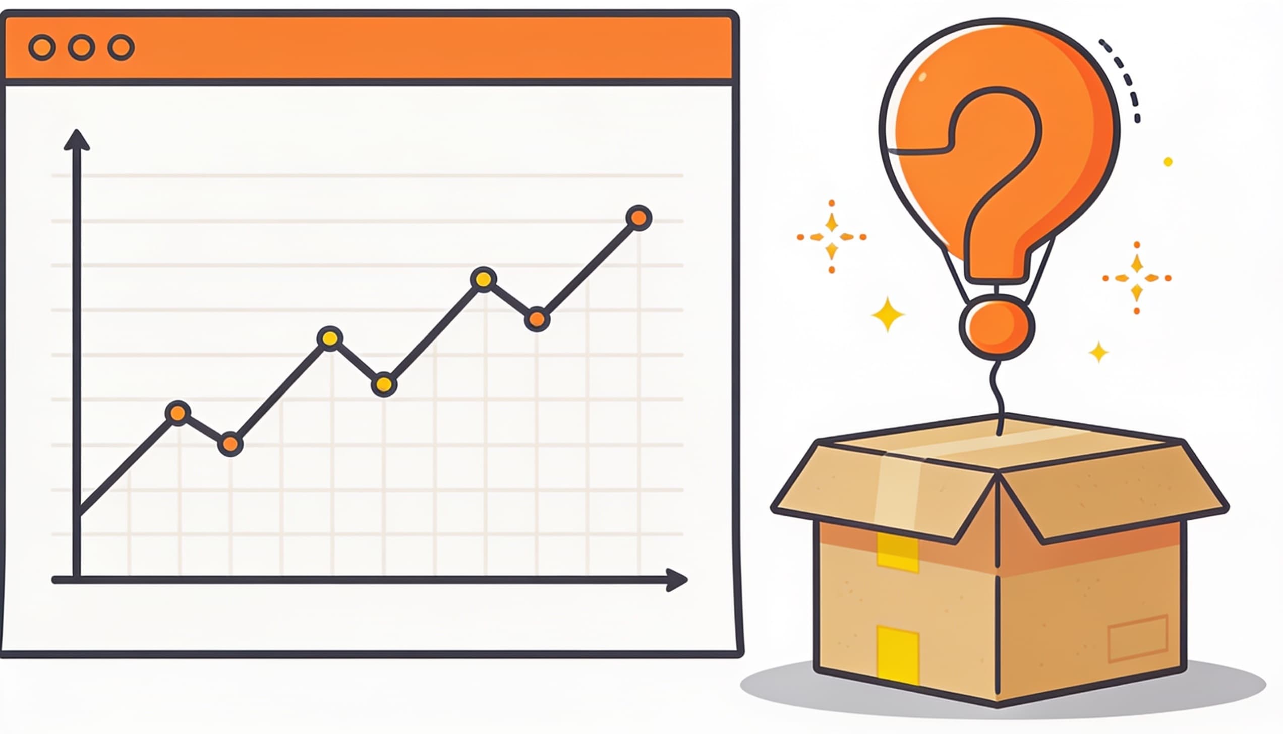 Two diverging growth lines on a marketplace chart