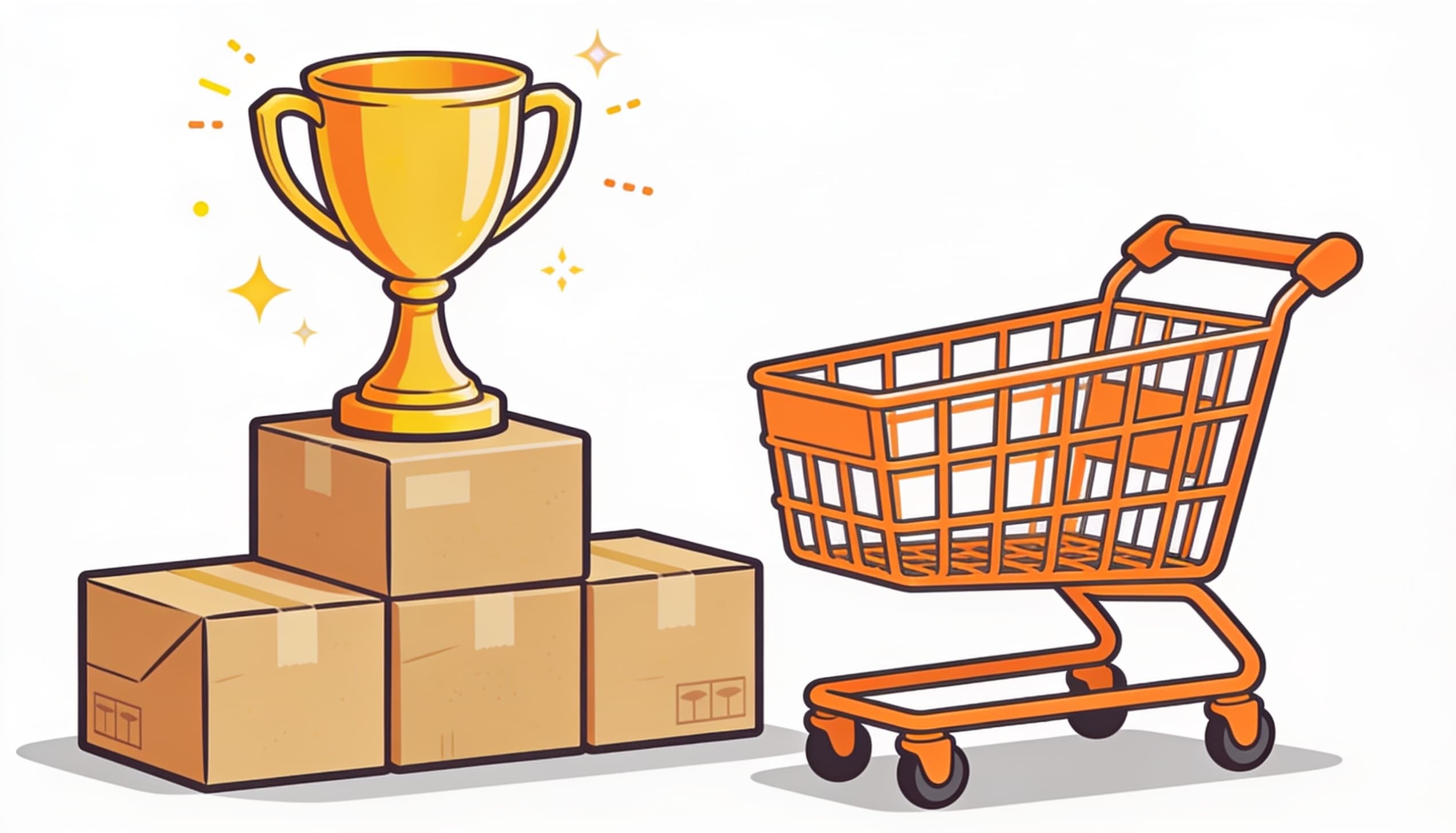 Abstract illustration of competing offers vying for a buy button