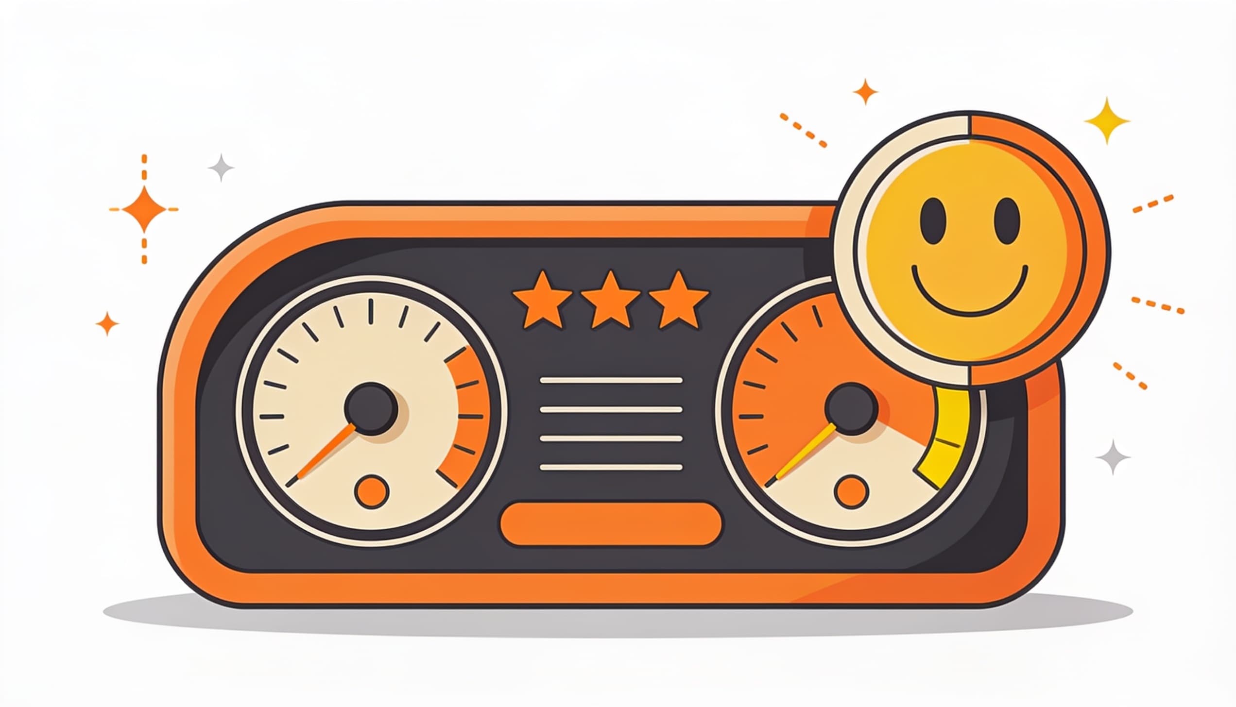 Metrics panel with indicators and rating stars