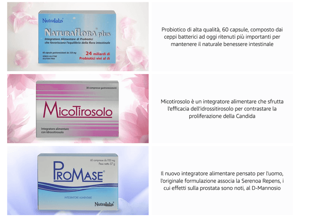 Brand Store product banners: Naturaflora plus, Micotrosolo and ProMase